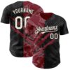 Custom Graffiti Pattern Cream Black-Crimson 3D Scratch Authentic Baseball Jersey