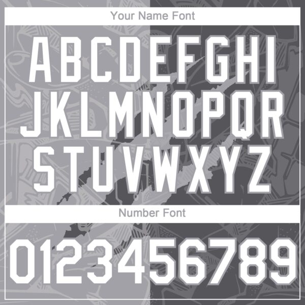 Custom Graffiti Pattern White Steel Gray-Gray 3D Scratch Authentic Baseball Jersey