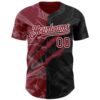 Custom Graffiti Pattern Crimson Black-Cream 3D Scratch Authentic Baseball Jersey