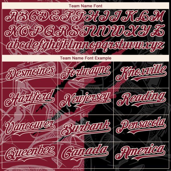 Custom Graffiti Pattern Crimson Black-Cream 3D Scratch Authentic Baseball Jersey