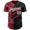 Custom Graffiti Pattern White Black-Crimson 3D Scratch Authentic Baseball Jersey