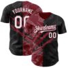 Custom Graffiti Pattern White Black-Crimson 3D Scratch Authentic Baseball Jersey