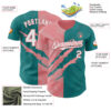 Custom Graffiti Pattern White Teal-Medium Pink 3D Scratch Authentic Baseball Jersey