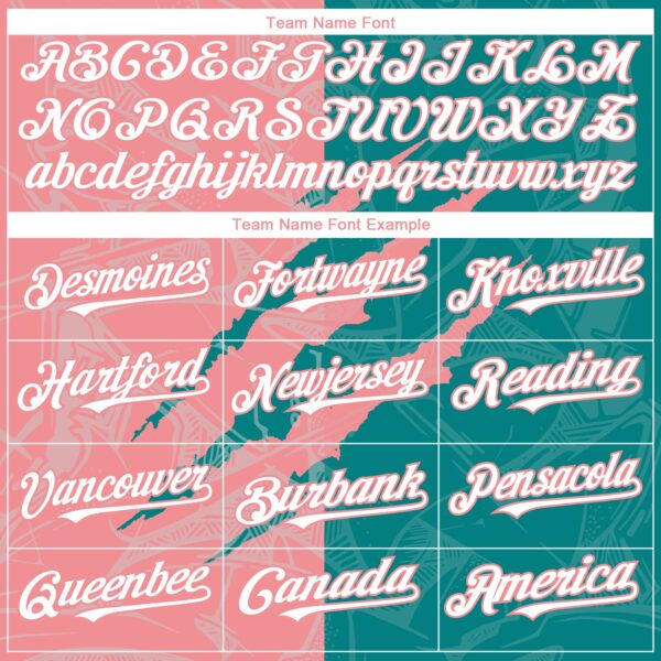Custom Graffiti Pattern White Teal-Medium Pink 3D Scratch Authentic Baseball Jersey