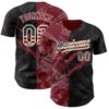 Custom Graffiti Pattern Vintage USA Flag Black Crimson-Cream 3D Scratch Authentic Baseball Jersey