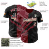 Custom Graffiti Pattern Vintage USA Flag Black Crimson-Cream 3D Scratch Authentic Baseball Jersey