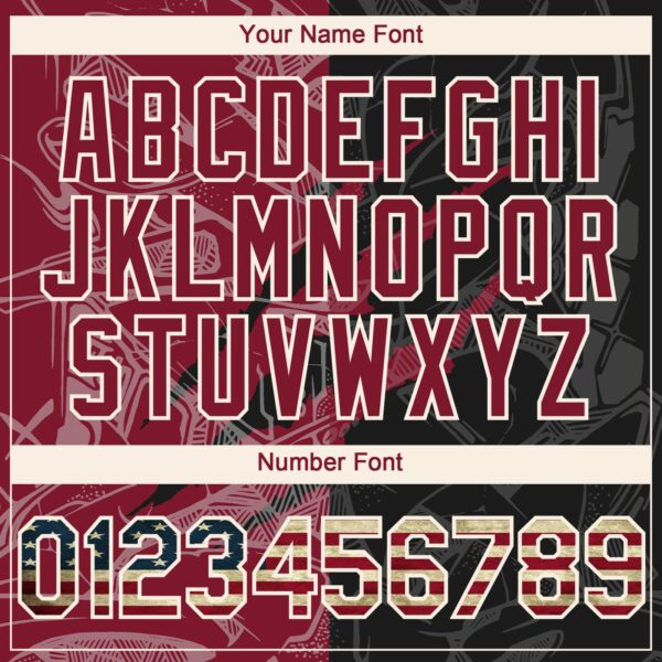 Custom Graffiti Pattern Vintage USA Flag Black Crimson-Cream 3D Scratch Authentic Baseball Jersey