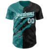 Custom Graffiti Pattern White Black-Teal 3D Scratch Authentic Baseball Jersey