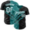 Custom Graffiti Pattern White Black-Teal 3D Scratch Authentic Baseball Jersey