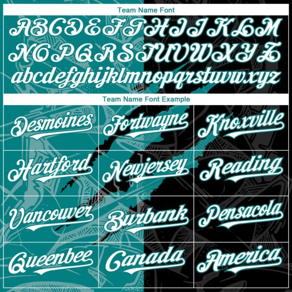 Custom Graffiti Pattern White Black-Teal 3D Scratch Authentic Baseball Jersey