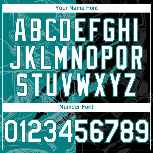 Custom Graffiti Pattern White Black-Teal 3D Scratch Authentic Baseball Jersey