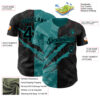Custom Graffiti Pattern Black-Teal 3D Scratch Authentic Baseball Jersey