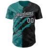 Custom Graffiti Pattern Gray Black-Teal 3D Scratch Authentic Baseball Jersey