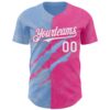 Custom Graffiti Pattern White Pink-Light Blue 3D Scratch Authentic Baseball Jersey
