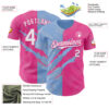Custom Graffiti Pattern White Pink-Light Blue 3D Scratch Authentic Baseball Jersey