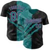 Custom Graffiti Pattern Teal Black-Pink 3D Scratch Authentic Baseball Jersey