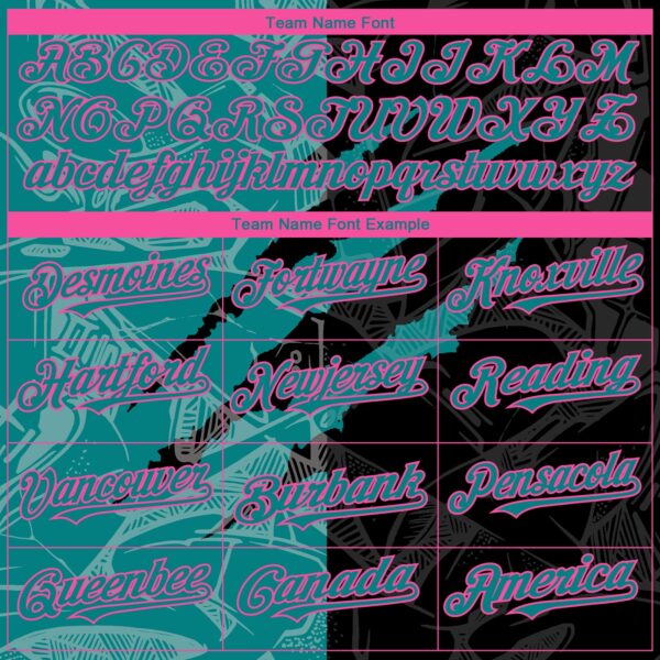 Custom Graffiti Pattern Teal Black-Pink 3D Scratch Authentic Baseball Jersey