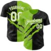 Custom Graffiti Pattern White Black-Neon Green 3D Scratch Authentic Baseball Jersey