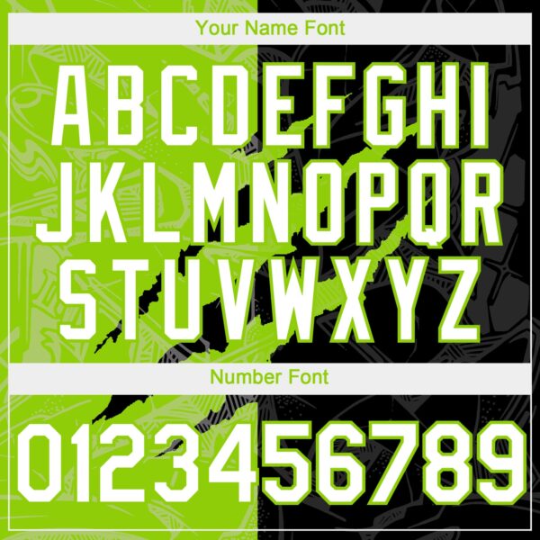 Custom Graffiti Pattern White Black-Neon Green 3D Scratch Authentic Baseball Jersey