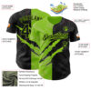 Custom Graffiti Pattern Black-Neon Green 3D Scratch Authentic Baseball Jersey