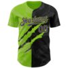 Custom Graffiti Pattern Purple Black-Neon Green 3D Scratch Authentic Baseball Jersey