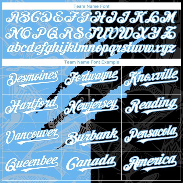 Custom Graffiti Pattern White Black-Sky Blue 3D Scratch Authentic Baseball Jersey