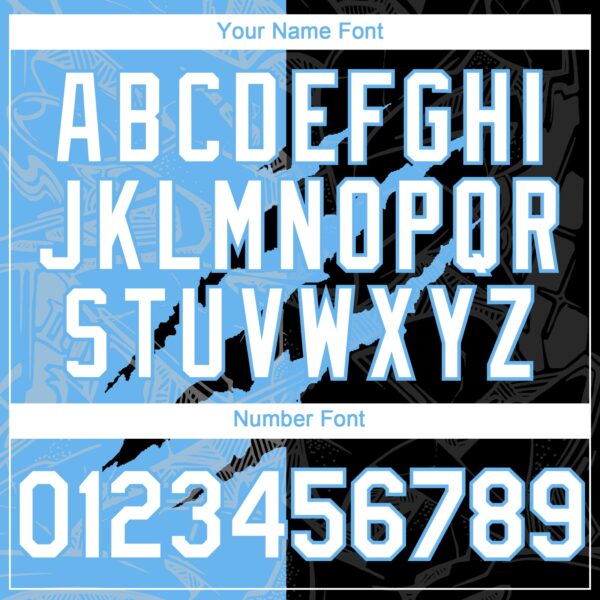 Custom Graffiti Pattern White Black-Sky Blue 3D Scratch Authentic Baseball Jersey