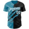 Custom Graffiti Pattern White Black-Panther Blue 3D Scratch Authentic Baseball Jersey