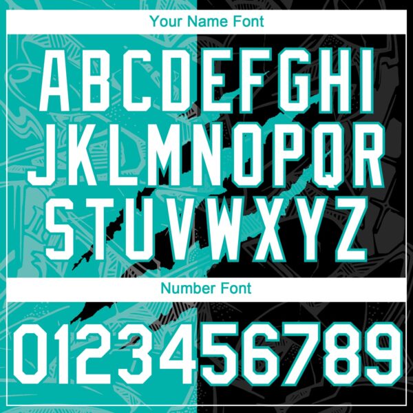 Custom Graffiti Pattern White Black-Aqua 3D Scratch Authentic Baseball Jersey