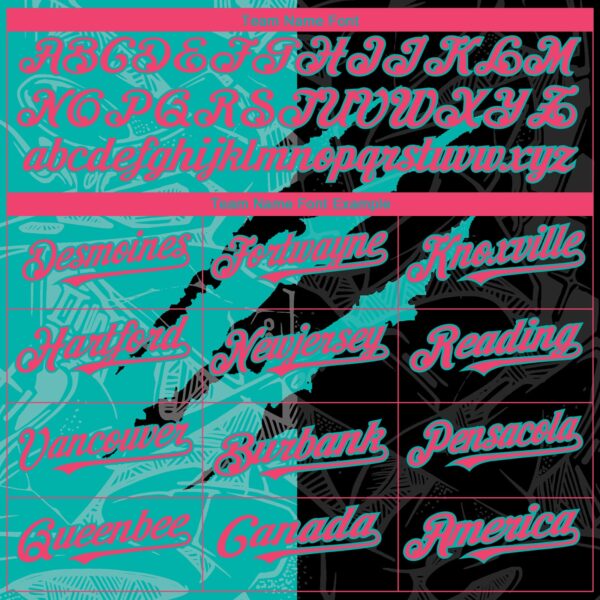 Custom Graffiti Pattern Neon Pink Black-Aqua 3D Scratch Authentic Baseball Jersey