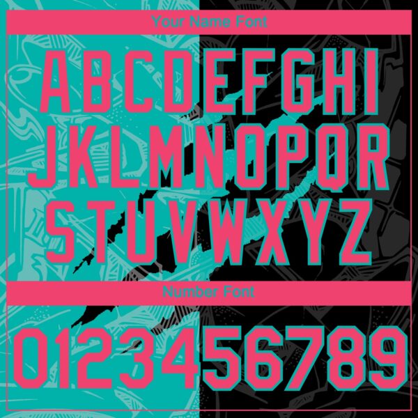 Custom Graffiti Pattern Neon Pink Black-Aqua 3D Scratch Authentic Baseball Jersey