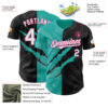 Custom Graffiti Pattern White Black Aqua-Pink 3D Scratch Authentic Baseball Jersey