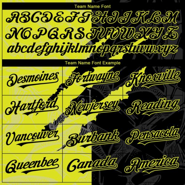 Custom Graffiti Pattern Black-Neon Yellow 3D Scratch Authentic Baseball Jersey