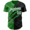 Custom Graffiti Pattern White Black-Grass Green 3D Scratch Authentic Baseball Jersey