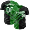 Custom Graffiti Pattern White Black-Grass Green 3D Scratch Authentic Baseball Jersey