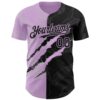 Custom Graffiti Pattern Black-Light Purple 3D Scratch Authentic Baseball Jersey