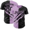 Custom Graffiti Pattern Black-Light Purple 3D Scratch Authentic Baseball Jersey