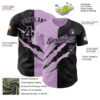 Custom Graffiti Pattern Black-Light Purple 3D Scratch Authentic Baseball Jersey