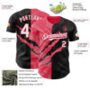 Custom Graffiti Pattern White Black-Neon Pink 3D Scratch Authentic Baseball Jersey