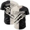 Custom Graffiti Pattern Cream-Black 3D Scratch Authentic Baseball Jersey