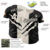 Custom Graffiti Pattern Cream-Black 3D Scratch Authentic Baseball Jersey