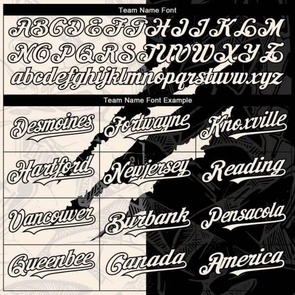 Custom Graffiti Pattern Cream-Black 3D Scratch Authentic Baseball Jersey