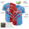 Custom Graffiti Pattern White Sky Blue-Red 3D Scratch Authentic Baseball Jersey