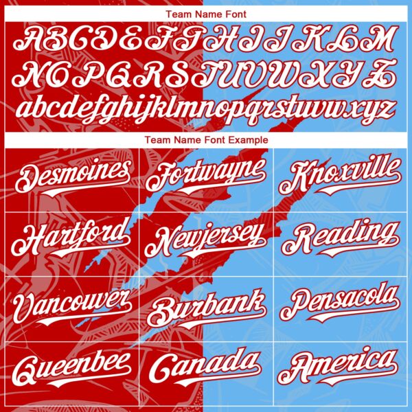 Custom Graffiti Pattern White Sky Blue-Red 3D Scratch Authentic Baseball Jersey