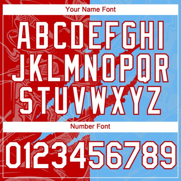 Custom Graffiti Pattern White Sky Blue-Red 3D Scratch Authentic Baseball Jersey