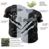 Custom Graffiti Pattern Black-Silver 3D Scratch Authentic Baseball Jersey