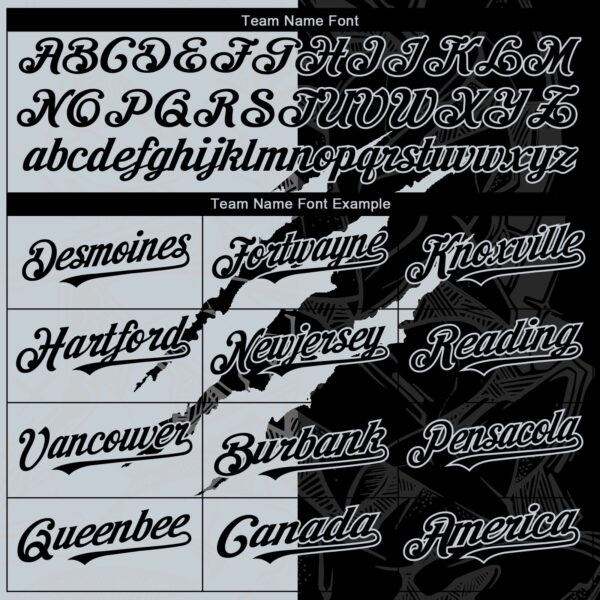 Custom Graffiti Pattern Black-Silver 3D Scratch Authentic Baseball Jersey