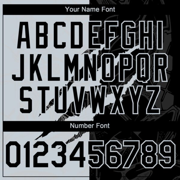 Custom Graffiti Pattern Black-Silver 3D Scratch Authentic Baseball Jersey