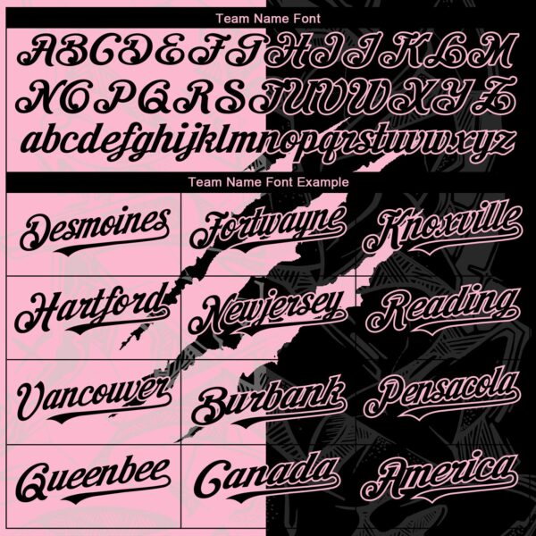 Custom Graffiti Pattern Black-Light Pink 3D Scratch Authentic Baseball Jersey