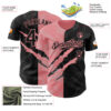 Custom Graffiti Pattern Black-Medium Pink 3D Scratch Authentic Baseball Jersey